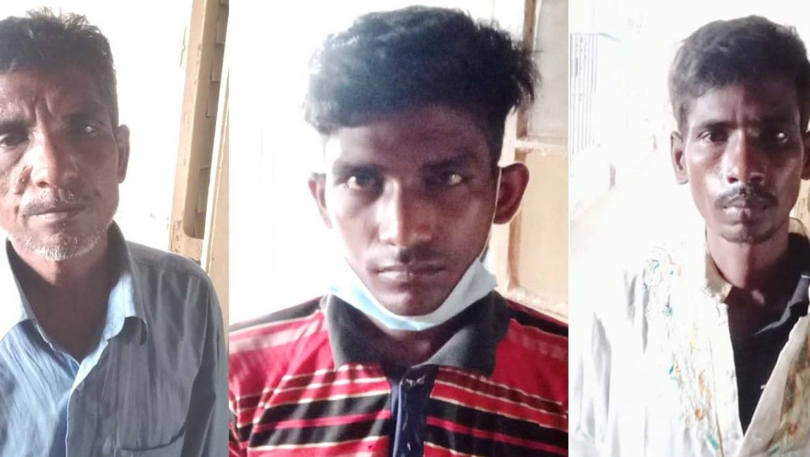 সান্তাহারে চোর চক্রের তিন সদস্য গ্রেফতার। ছবি: এনসিএন