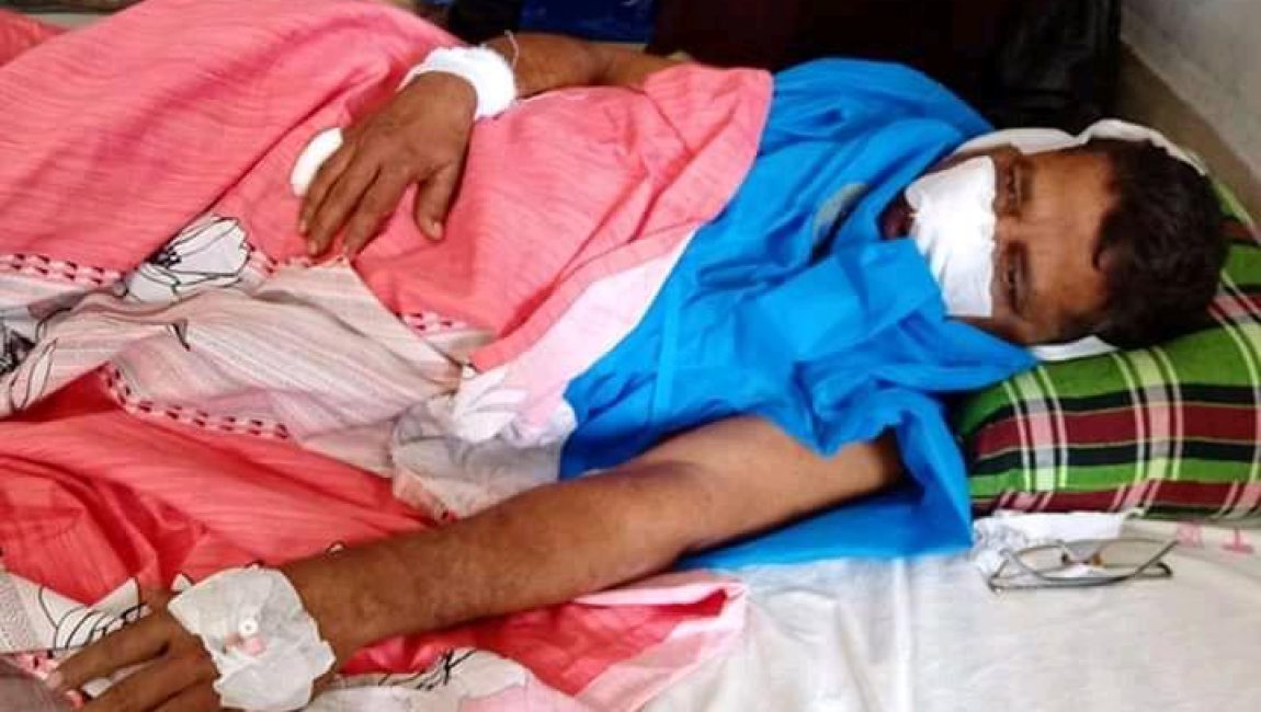 আহত প্রধান শিক্ষক (অবঃ) আফজাল হোসেন। ছবি: এনসিএন