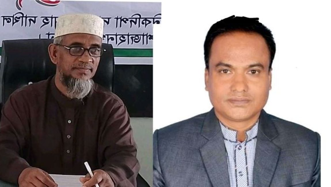 বগুড়া শাজাহানপুরের মাদ্রাসা সুপার আবুল কালাম আজাদ ও সেচ্ছাসেবকলীগ নেতা আলমগীর হোসেন। ছবিঃ এনসিএন