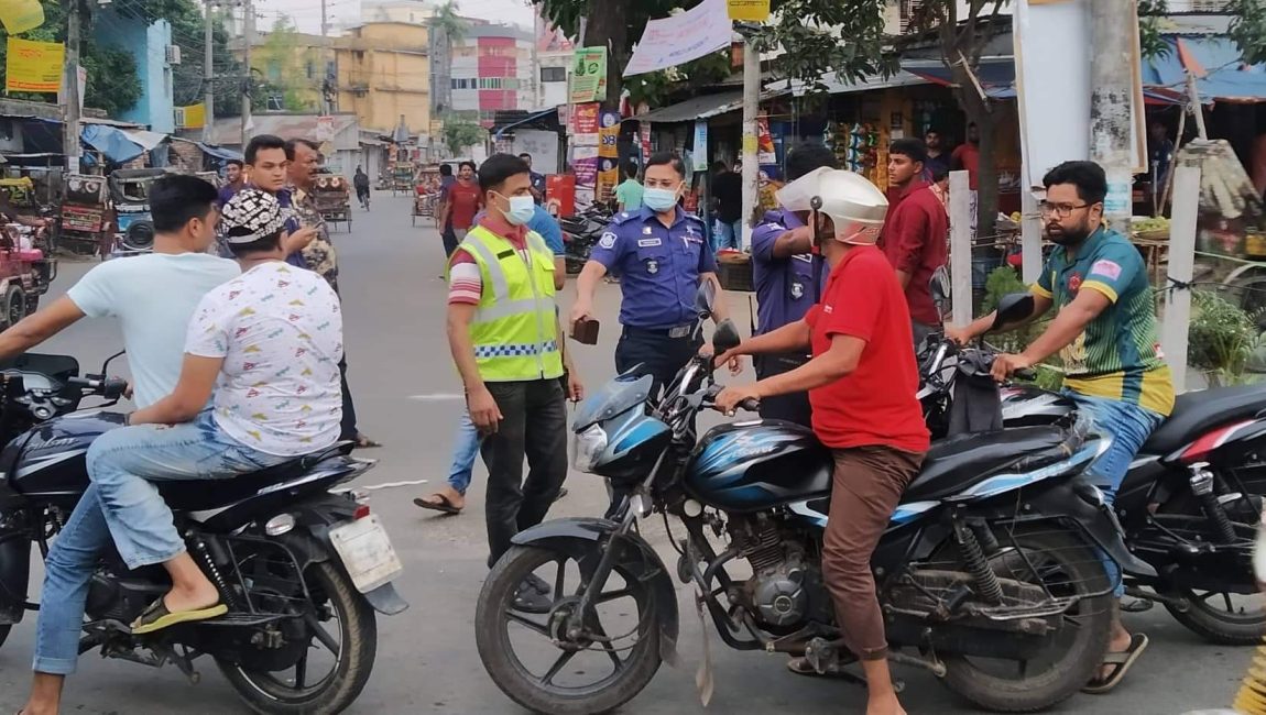 বগুড়ায় পুলিশের বিশেষ চেকপোস্ট, ৬টি মোটরসাইকেলে মামলা